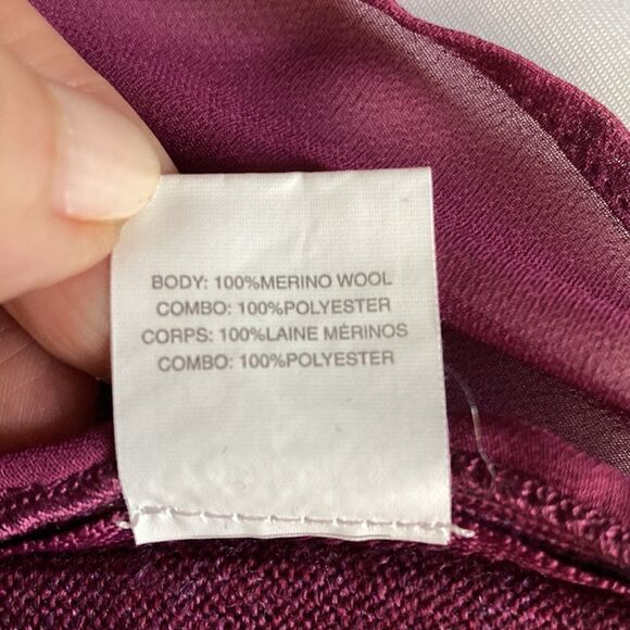 Ramy Brook Tasha Cold Shoulder Merino Wool Burgundy Side Zipper Sweater. Size S. - Picture 8 of 8